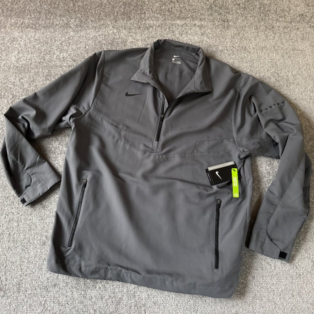 NWT Nike Golf Windproof Coupe-Vent Men's Medium Gray Quarter Zip Fabtex Pullover